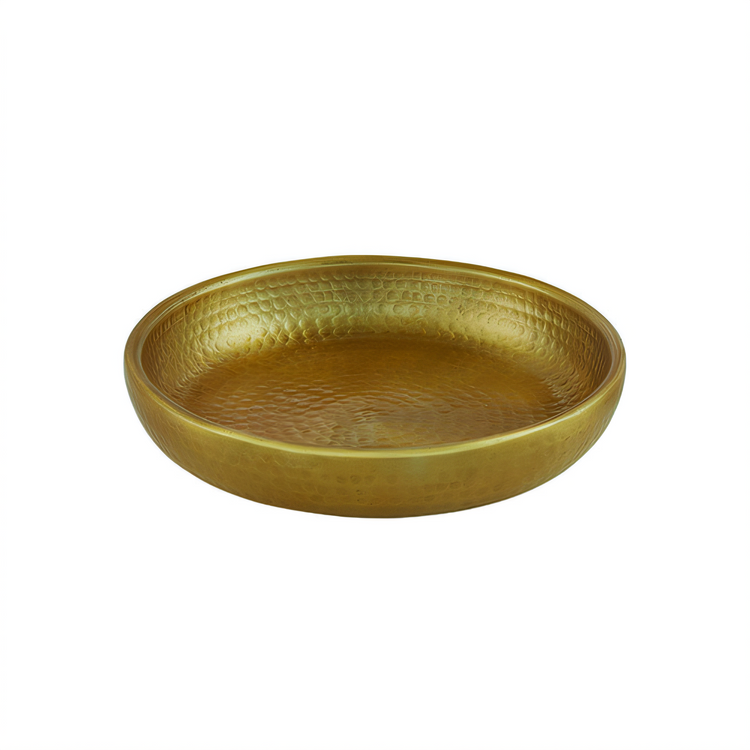 Product image #1 for Round Gold Double-Wall Hammered Aluminum Seafood Tray, 14-Inch, 128 oz.