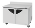 Thumbnail image #1 for Turbo Air Super Deluxe 48-Inch Two-Section Worktop Refrigerator with Self-Cleaning Condenser, 12 Cu. Ft., Stainless Steel, Rear-Mounted R290, 115V
