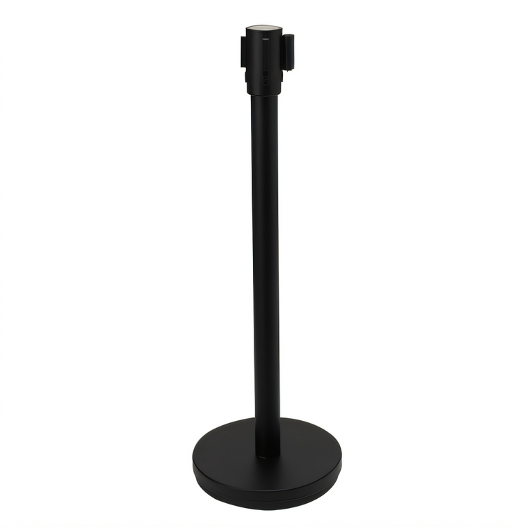 Product image #1 for Winco Portable Crowd Guidance System with Heavyweight Base, 34-Inch Black Post, and 6.5-Foot Retractable Black Belt