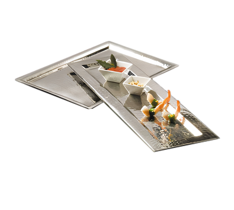 Product image #1 for American Metalcraft Rectangular Hammered Stainless Steel Serving Tray, 16 5/8 x 11 1/4 x 3/8 Inch