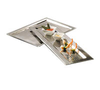 American Metalcraft Rectangular Hammered Stainless Steel Serving Tray, 16 5/8 x 11 1/4 x 3/8 Inch
