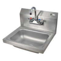 John Boos Pro-Bowl Wall-Mount Hand Sink with Splash Mount Faucet, 14 x 10 x 5 Inch Bowl