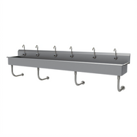 Advance Tabco Multiwash 304 Stainless Steel Wall-Mounted 6-Station Hand Wash Sink with Electronic Faucets and Backsplash, 120 Inches Wide