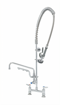 T&S Brass UltraRinse 8-Inch Adjustable Center Deck Mount Pre-Rinse Mixing Faucet with 12-Inch Swing Nozzle and 44-Inch Hose