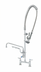 Thumbnail image #1 for T&S Brass UltraRinse 8-Inch Adjustable Center Deck Mount Pre-Rinse Mixing Faucet with 12-Inch Swing Nozzle and 44-Inch Hose