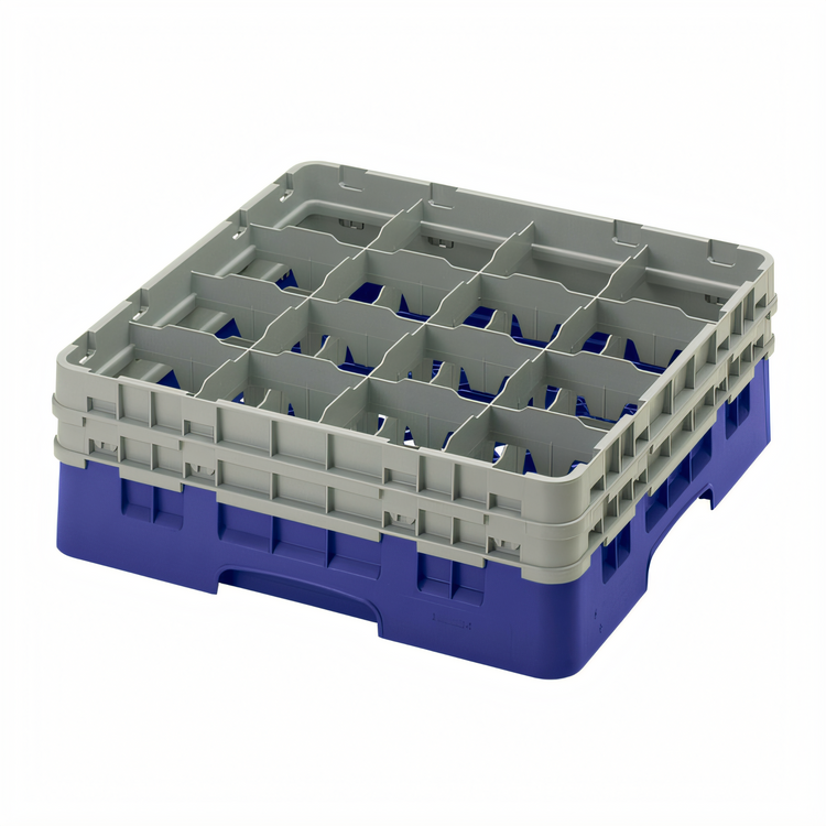 Product image #2 for Cambro Camrack® Full-Size 16-Compartment Glass Rack with 2 Soft Gray Extenders