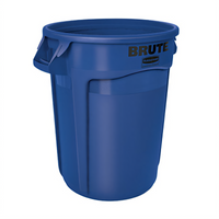 Rubbermaid Commercial BRUTE ProSave 32 Gallon Round Trash Container, Blue, Without Lid