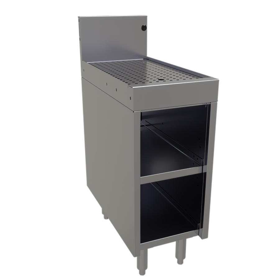 Product image #1 for Glastender Open Front Underbar Drainboard Cabinet Base, 12 Inch x 24 Inch, Stainless Steel