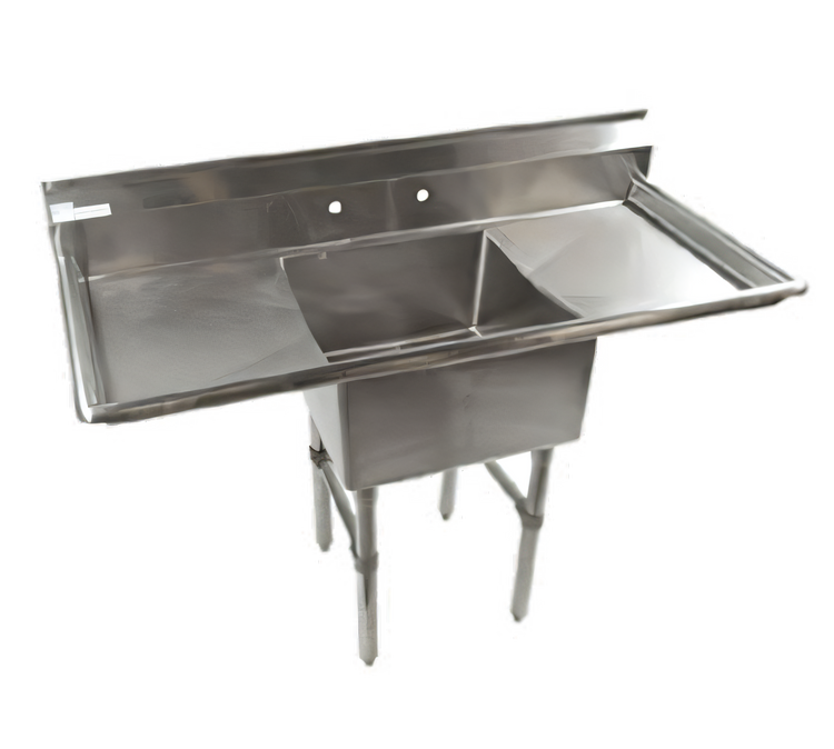 Product image #1 for Klinger's Trading Economy Single-Compartment Stainless Steel Sink with Dual Drainboards, 52 x 26 Inches