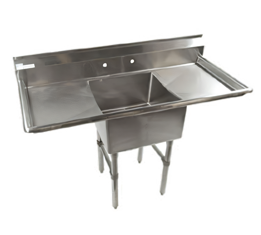 Product image #1 for Klinger's Trading Economy Single-Compartment Stainless Steel Sink with Dual Drainboards, 52 x 26 Inches