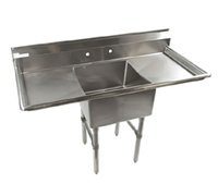 Klinger's Trading Economy Single-Compartment Stainless Steel Sink with Dual Drainboards, 52 x 26 Inches