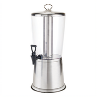 Winco 2.25 Gallon Single Beverage Dispenser with Clear Acrylic Bowl, Stainless Steel Lid and Ice Core
