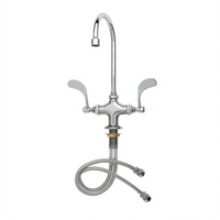 T&S Brass Double Pantry Deck-Mount Manual Faucet with Swivel Gooseneck and Wrist Handles