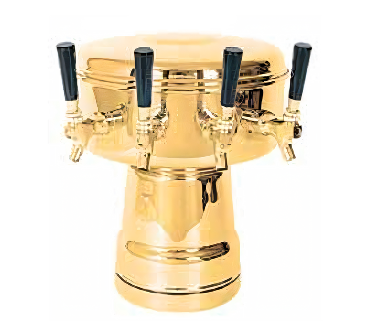 Product image #1 for Micro Matic Mushroom Draft Beer Tower with 4 Brass Faucets, Countertop, Air-Cooled, Polished Brass