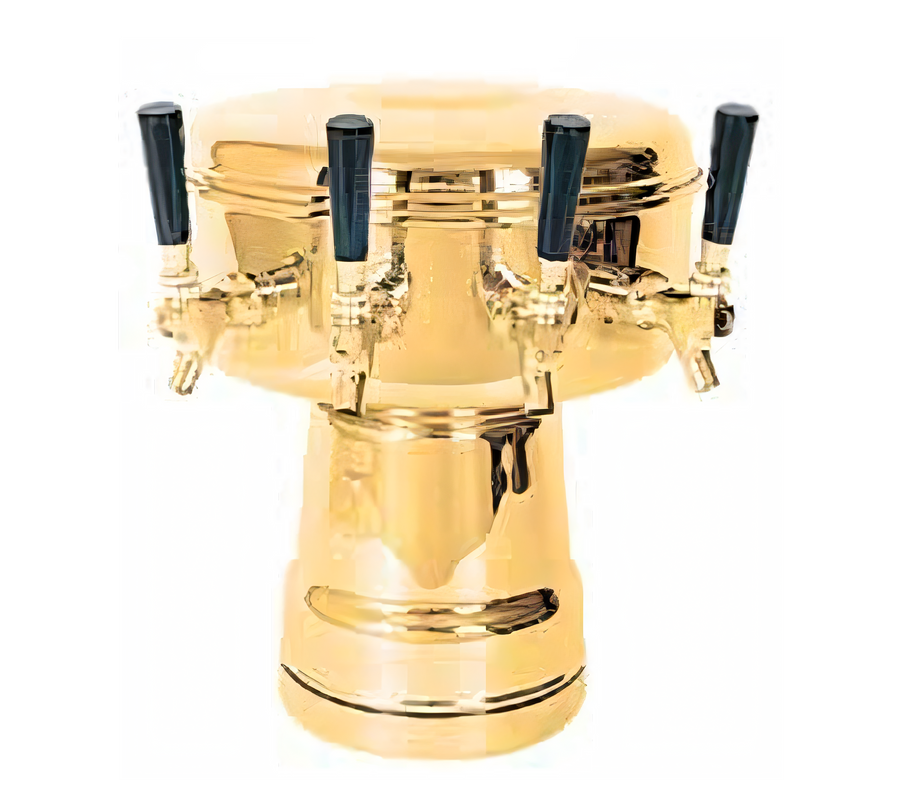 Product image #1 for Micro Matic Mushroom Draft Beer Tower with 4 Brass Faucets, Countertop, Air-Cooled, Polished Brass