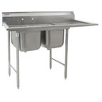 Thumbnail image #1 for Eagle Group 414-24-2-24R-X 78-3/4-Inch Two-Compartment Stainless Steel Sink with Right-Hand Drainboard, 24 x 24 x 13-1/2-Inch Bowls