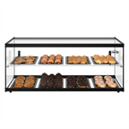 Thumbnail image #1 for KoolMore 36-Inch Countertop Self-Service 2-Tier Pastry Display Case with Sliding Glass Doors, Black Aluminum Frame, 4.2 Cu. Ft.