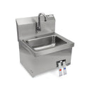 Thumbnail image #1 for John Boos Pro-Bowl PBHS-W-1410-KV2APN Wall-Mounted Stainless Steel Hand Sink with Apron, 14 x 10 x 5 in Bowl, Knee Valve Faucet