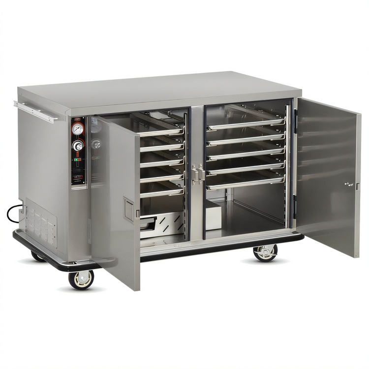 Product image #1 for FWE Mobile Insulated Two-Door Heated Holding Cabinet with Humi-Temp System and Universal Tray Slides