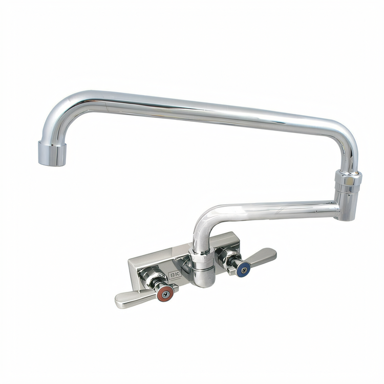 Product image #1 for BK Resources Evolution Splash-Mounted Pre-Rinse Faucet with 18-Inch Double Joint Swing Spout, 4-Inch Centers