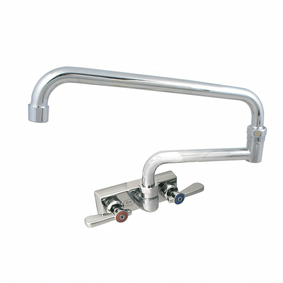 Product image #1 for BK Resources Evolution Splash-Mounted Pre-Rinse Faucet with 18-Inch Double Joint Swing Spout, 4-Inch Centers