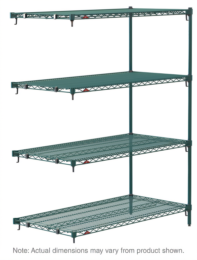 Product image #1 for Metro Super Erecta Super Adjustable Add-On Wire Shelving Unit, 72W x 24D x 63H, 4 Shelves, Metroseal 3 Green Epoxy-Coated