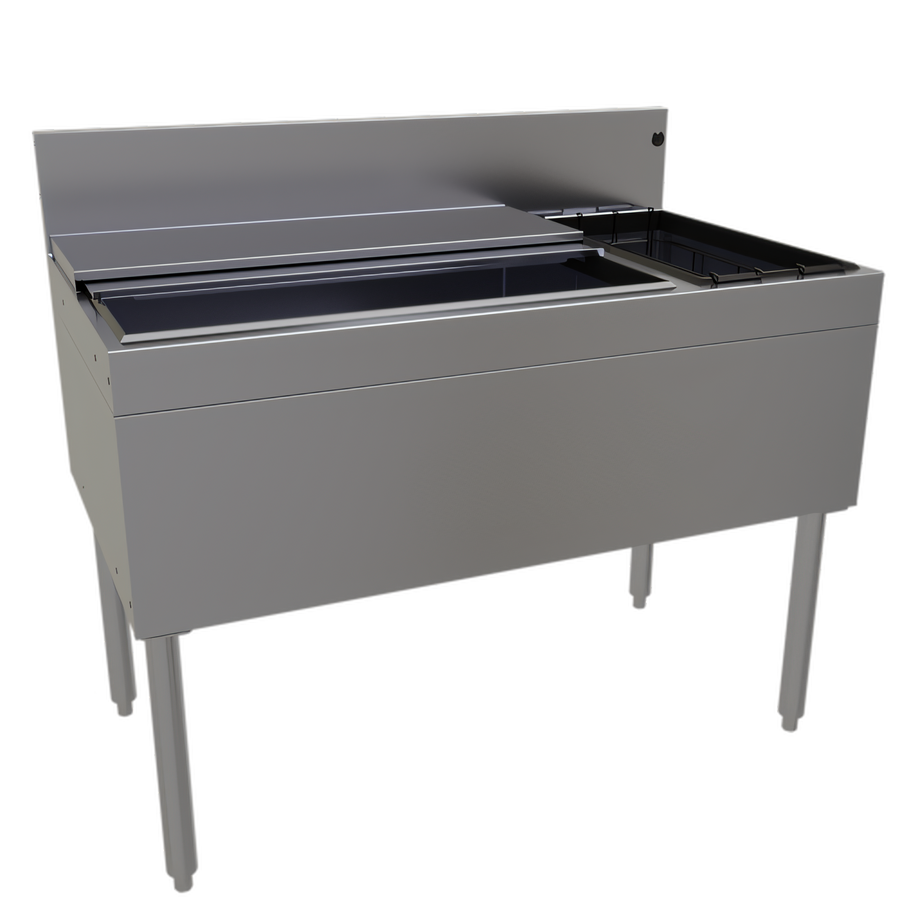 Product image #1 for Glastender CBB-42R-CP10 Underbar Combo Ice Bin/Cocktail Unit, 42 Inch x 24 Inch, Right Bottle Well, 10-Circuit Cold Plate