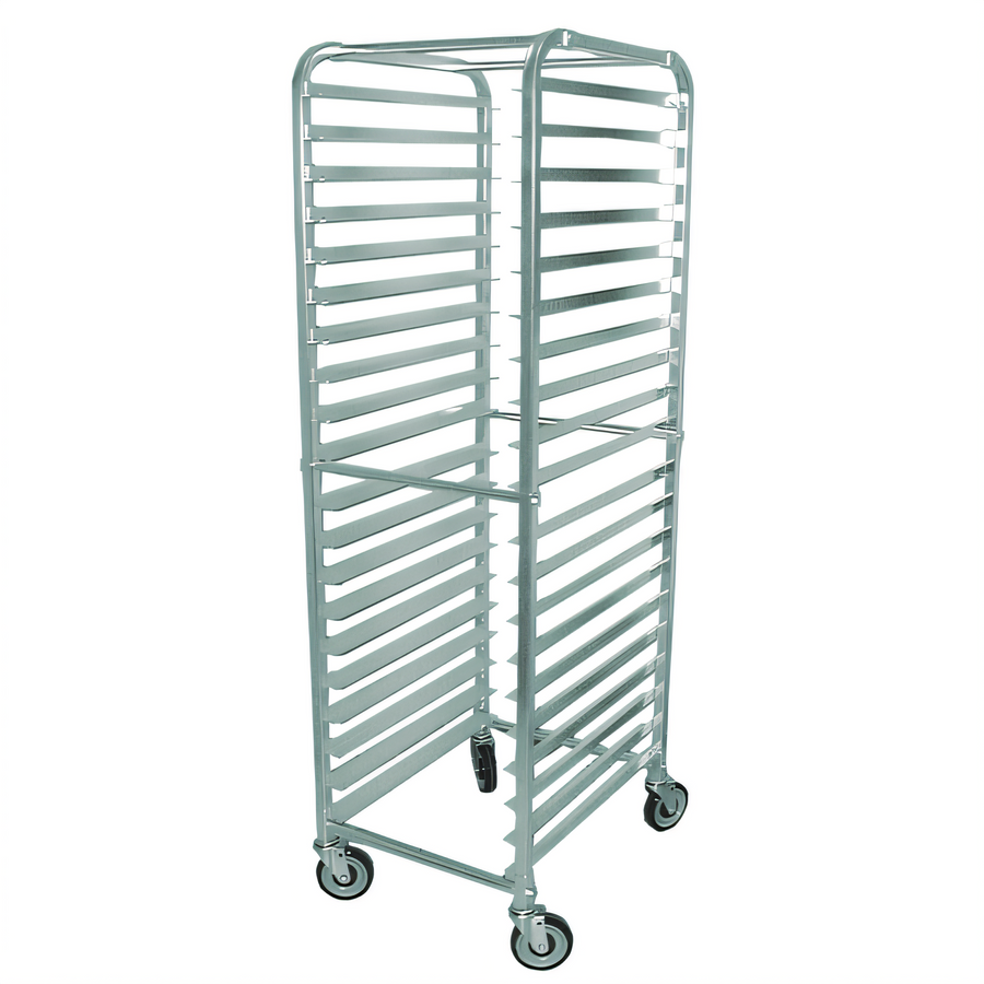 Product image #1 for Omcan Full-Size Mobile End-Load Aluminum Pan Rack with Curved Top, 20-Pan Capacity