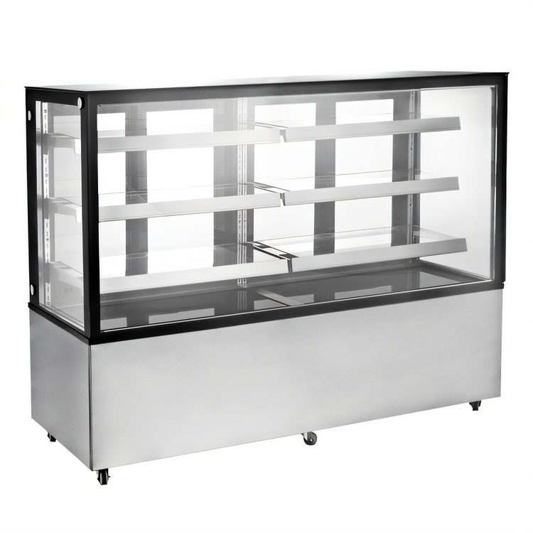Product image #1 for 72-Inch Square Glass Floor Refrigerated Display Case, Self-Contained, 3 Shelves