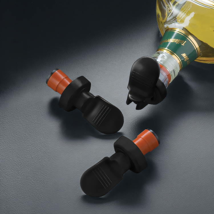 Product image #1 for American Metalcraft Black Plastic Bottle Stopper, 1-1/4 Inch Diameter x 2-5/8 Inch High, 3-Pack