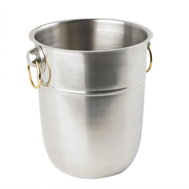 Product image #1 for Vollrath 8 Quart Non-Insulated Stainless Steel Wine & Champagne Bucket with Brass Ring Handles, Stand Use Only