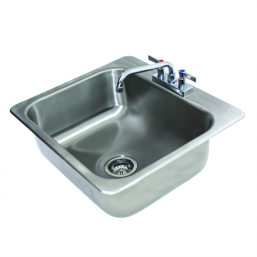 Product image #1 for Advance Tabco Single-Compartment Drop-In Sink, 20 x 16 x 8-Inch Bowl, 304 Stainless Steel with Faucet and Basket Drain