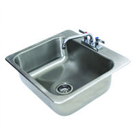 Advance Tabco Single-Compartment Drop-In Sink, 20 x 16 x 8-Inch Bowl, 304 Stainless Steel with Faucet and Basket Drain