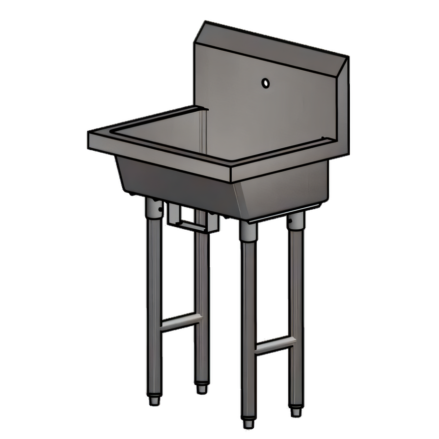 Product image #1 for BK Resources Freestanding Single-Station Stainless Steel Handwash Sink with Single-Hole Splash Mount and Knee Valve Bracket, 24 x 19-7/8 x 8 Inch Bowl
