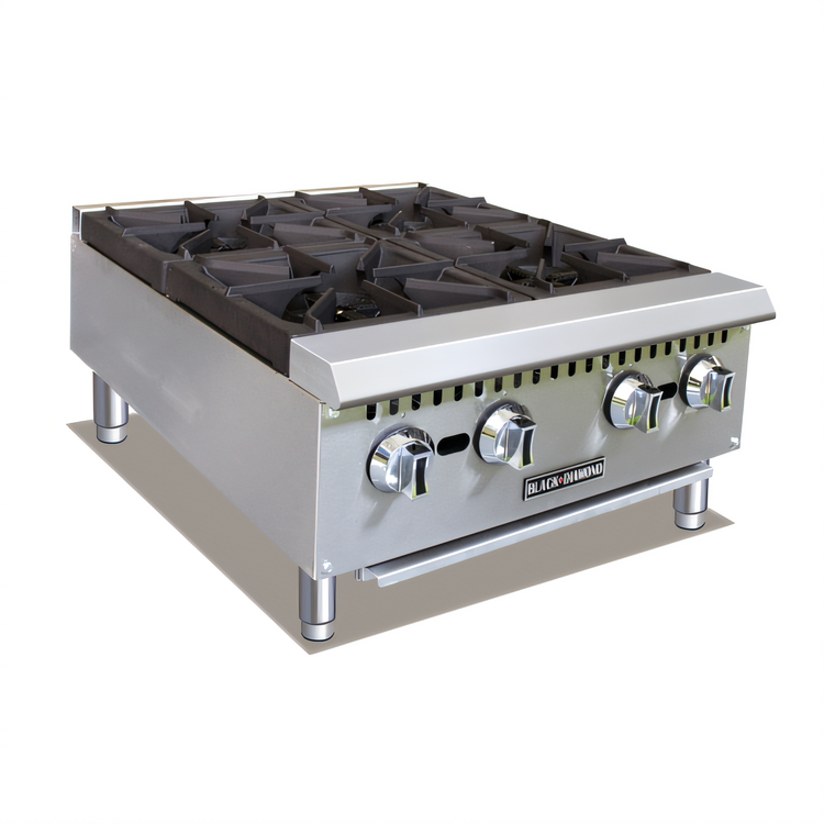 Product image #1 for Black Diamond BDCTH-24 24-Inch Heavy Duty Countertop Gas Hot Plate, 4 Burners, Stainless Steel