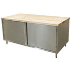 Thumbnail image #1 for BK Resources CMT-3072H 72-Inch x 30-Inch Chef Table with 1-3/4-Inch Hard Maple Top, Stainless Steel Cabinet Base and Hinged Doors