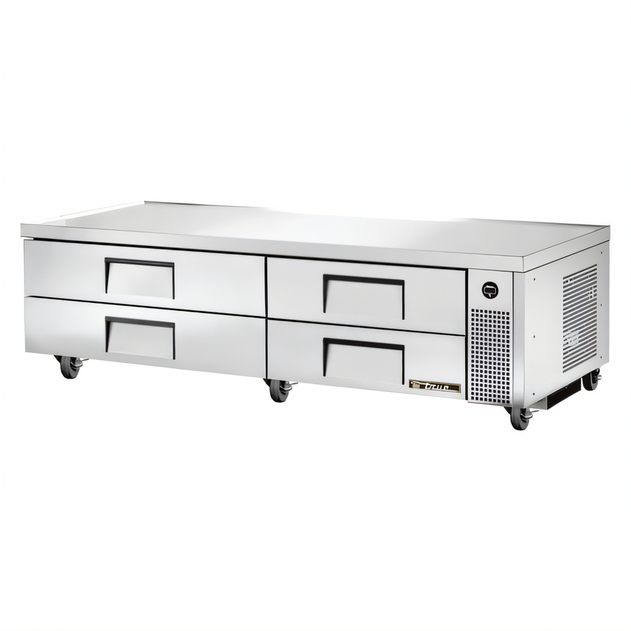 Product image #1 for True TRCB-82-HC 82-3/8" Wide 4-Drawer Refrigerated Chef Base, Stainless Steel, Self-Contained R290
