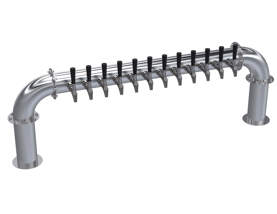 Product image #1 for 12-Faucet Glycol-Cooled Pass-Through Pipe Beer Tower, Brushed Stainless Steel