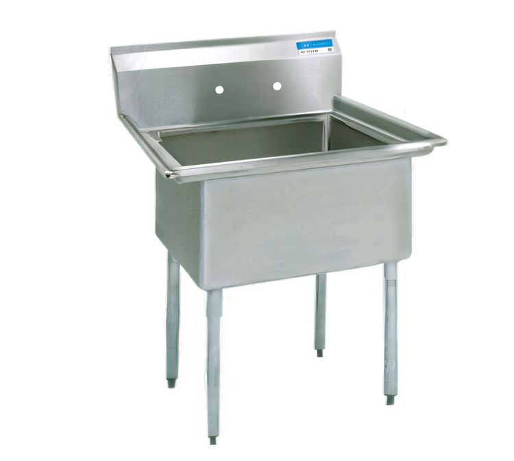 Product image #1 for One-Compartment Stainless Steel Sink with 18 x 24 x 14-Inch Bowl, 9-Inch Backsplash, and Galvanized Legs