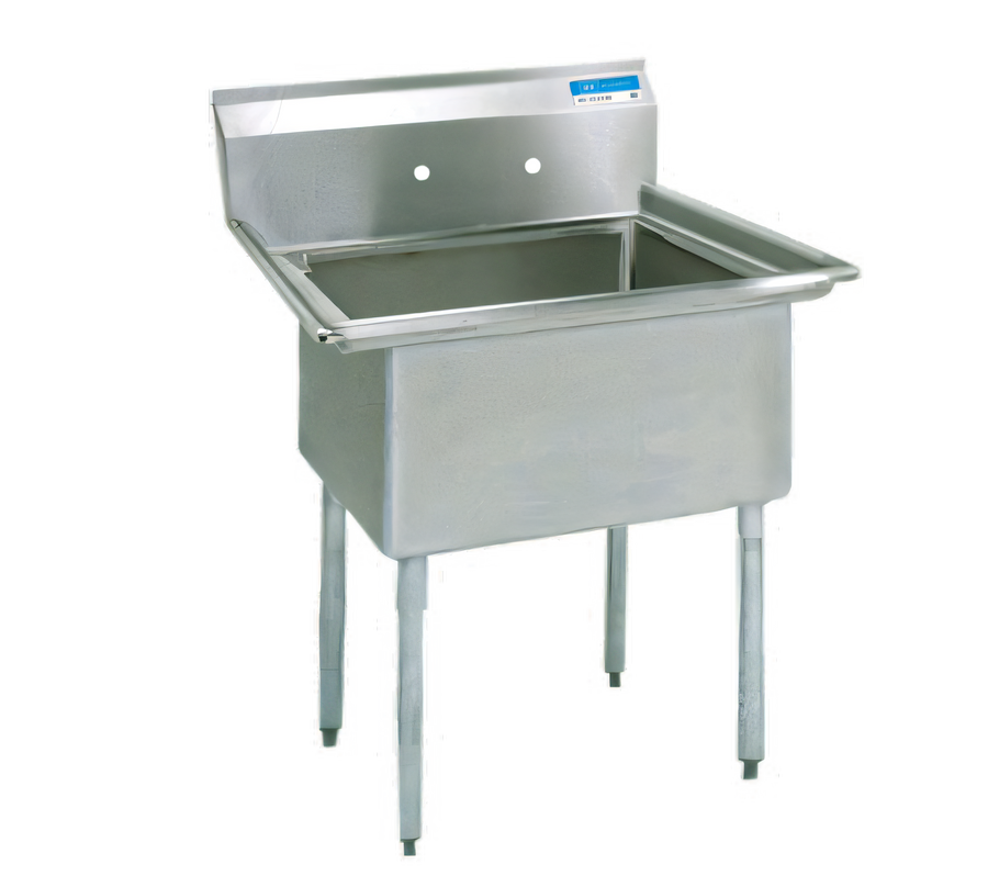 Product image #1 for One-Compartment Stainless Steel Sink with 18 x 24 x 14-Inch Bowl, 9-Inch Backsplash, and Galvanized Legs