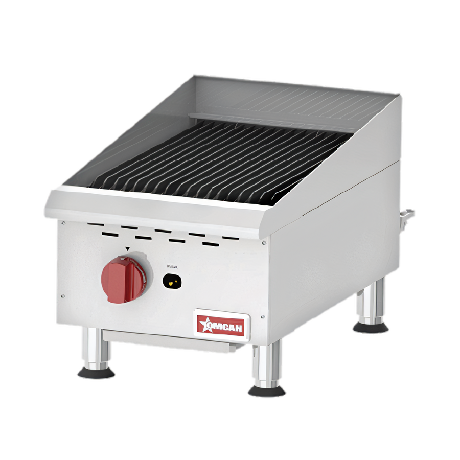 Product image #1 for Omcan Countertop Stainless Steel Gas Char-Broiler, 15 Inch, 1 Burner, Natural Gas