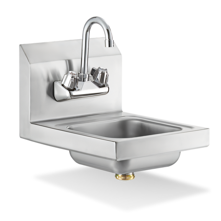 Product image #1 for 304 Stainless Steel Wall-Mounted Space Saver Hand Sink with Gooseneck Faucet and Drain Basket