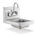 Thumbnail image #1 for 304 Stainless Steel Wall-Mounted Space Saver Hand Sink with Gooseneck Faucet and Drain Basket