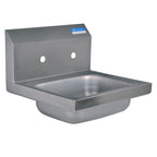 Thumbnail image #1 for BK Resources BKHS-W-1410-8 Wall-Mounted Commercial Hand Sink, 304 Stainless Steel, 14" x 10" x 5" Bowl, 8" OC Faucet Holes