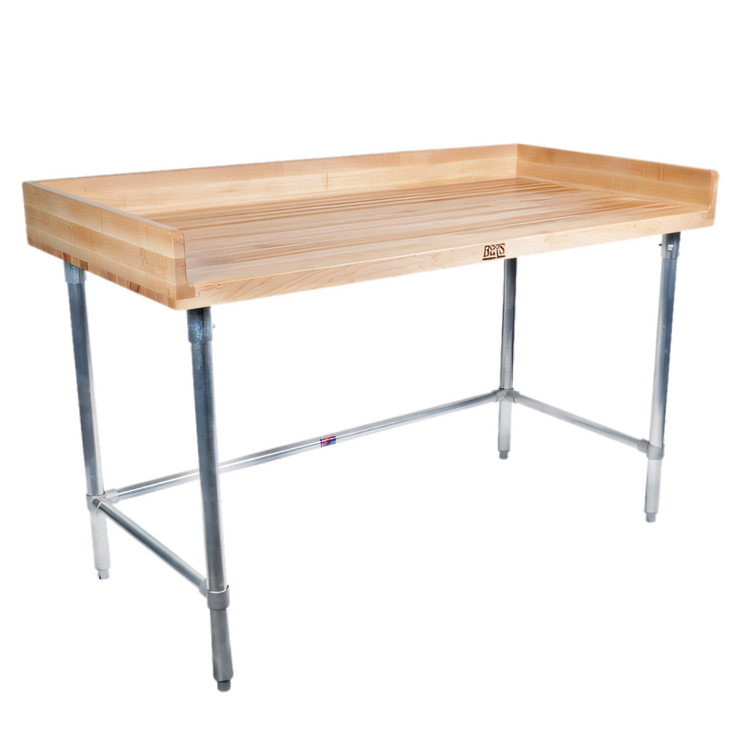 Product image #1 for John Boos 84-Inch x 30-Inch Baker's Top Wood Work Table with Stainless Steel Base