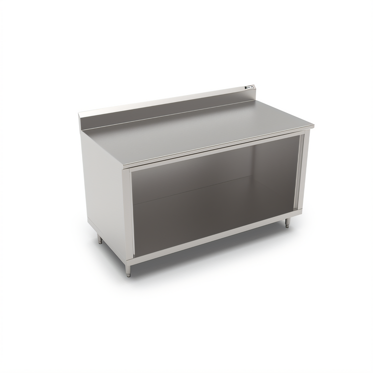 Product image #1 for John Boos 72 Inch x 30 Inch Stainless Steel Underbar Work Table with Open Front Cabinet Base and 5 Inch Backsplash