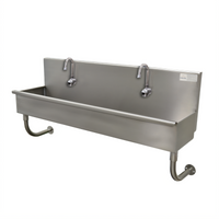 Advance Tabco 40-Inch Wall-Mounted Two-Station Stainless Steel Multiwash Hand Sink with 2 Electronic Faucets