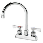 Thumbnail image #1 for Krowne Royal Series 15-301L Deck-Mount Manual Faucet, 6-Inch Gooseneck Spout, 4-Inch Centers, Ceramic Valve, Low-Lead Case of 12