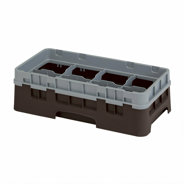 Product image #2 for Cambro Camrack® Half Size 8-Compartment Glass Rack with Soft Gray Extender, Brown