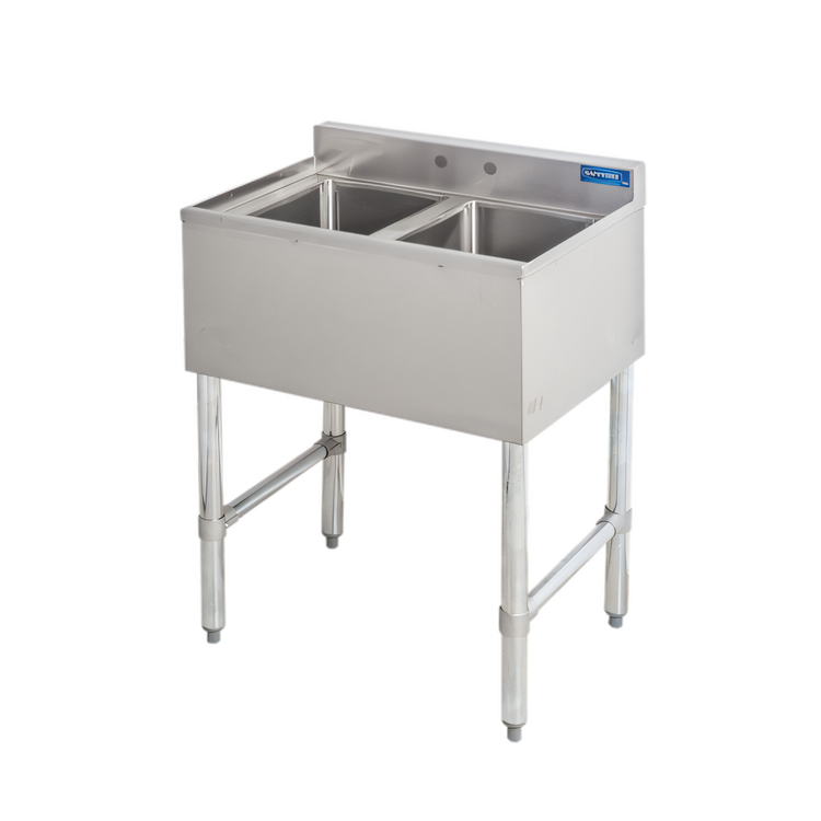 Product image #1 for Sapphire Manufacturing SMBS-2 Two-Compartment Underbar Sink with Wall-Mount Faucet and Overflow Kit